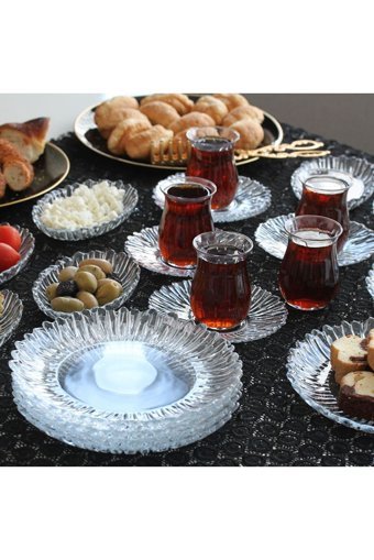 Paşabahçe Aura 24 Parça 6 Kişilik Cam Kahvaltı Takımı Şeffaf