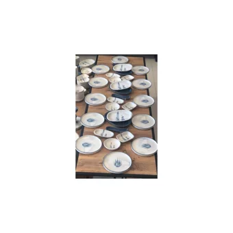 Keramika Blue Magic Yuvarlak Desenli 30 Parça 12 Kişilik Seramik Kahvaltı Takımı Beyaz-Mavi