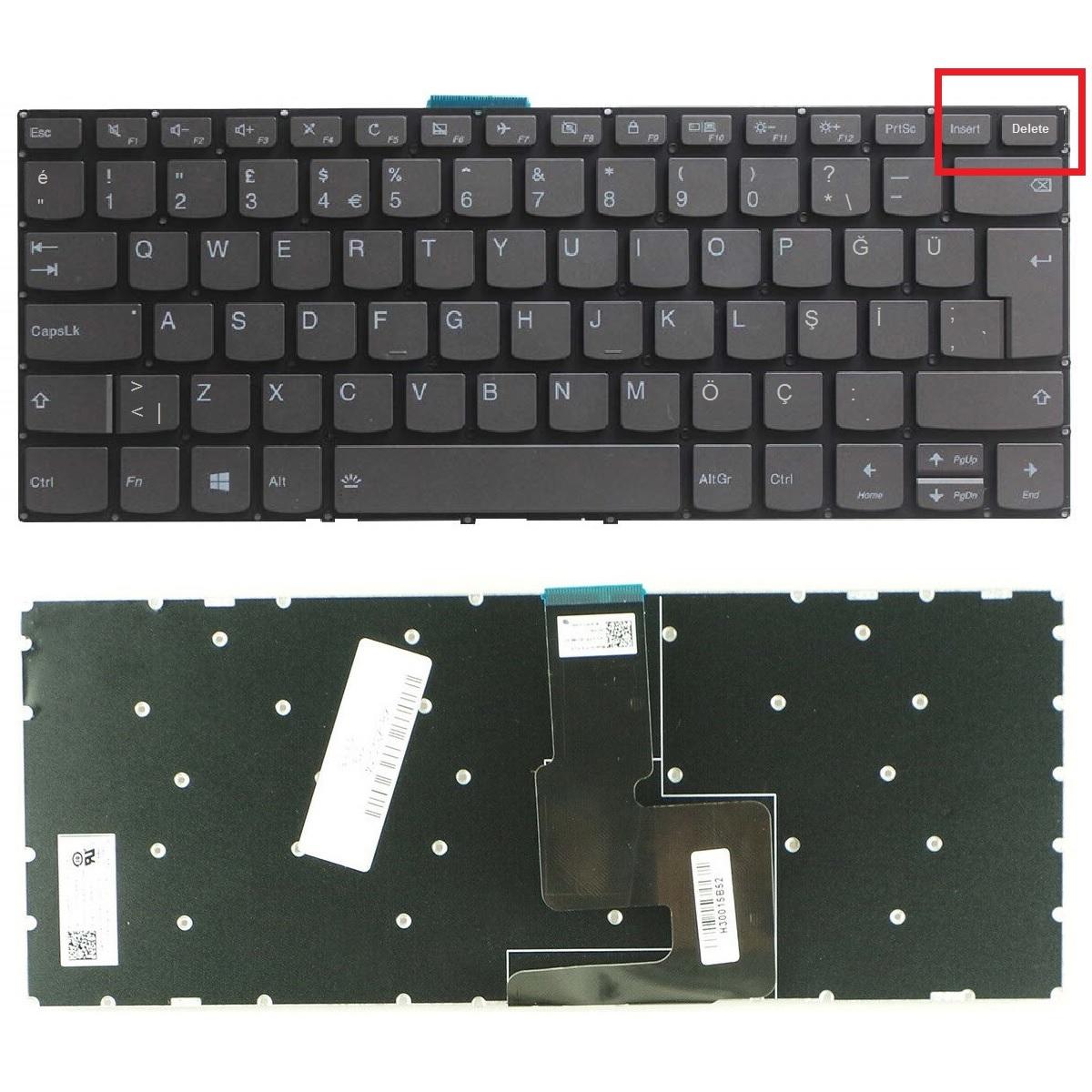 Lenovo V330-14IGM Uyumlu Klavye Gri Tuş Takımı Tuş Seti Türkçe