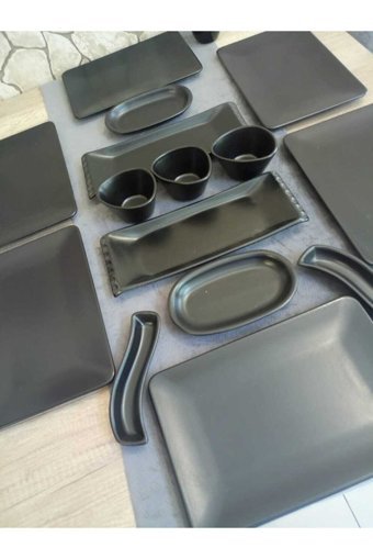 Bera Siera Kare 15 Parça 6 Kişilik Seramik Kahvaltı Takımı Siyah