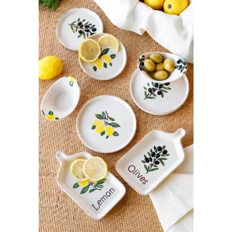 Hoga Zeytin Limon Desenli 8 Parça Seramik Kahvaltı Takımı