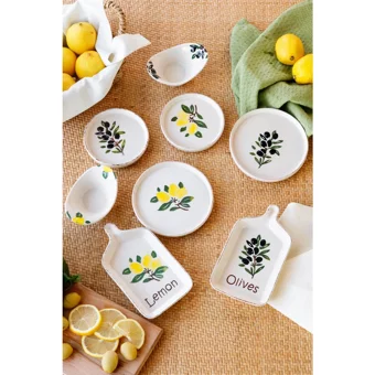 Hoga Zeytin Limon Desenli 8 Parça Seramik Kahvaltı Takımı