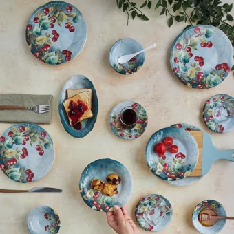 Karaca Cherry Yuvarlak Desenli 26 Parça 6 Kişilik Stoneware Kahvaltı Takımı Çok Renkli