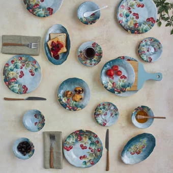 Karaca Cherry Yuvarlak Desenli 26 Parça 6 Kişilik Stoneware Kahvaltı Takımı Çok Renkli