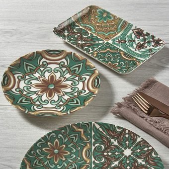 Güral Porselen Camelia 21882 Yuvarlak Desenli 18 Parça 6 Kişilik Porselen Kahvaltı Takımı Beyaz