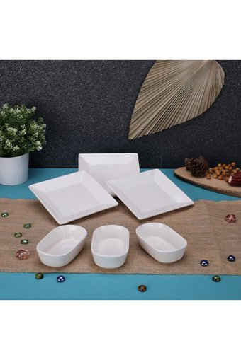 Kitchen Grande Kütahya Desenli 6 Parça 2 Kişilik Seramik Kahvaltı Takımı Beyaz