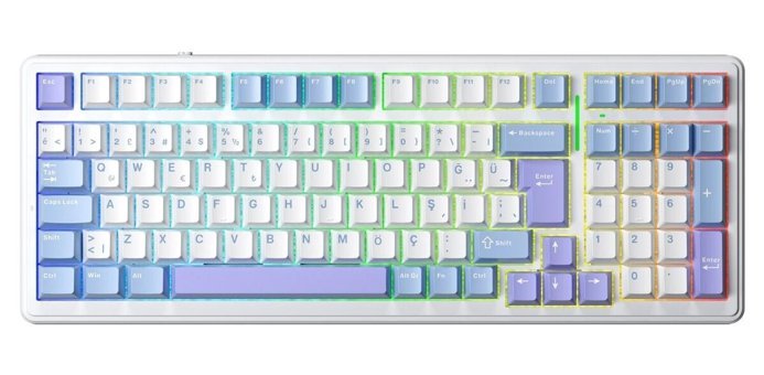 Aula F99 Mekanik Rgb Hot Swap Graywood V4 Switch 3 Modlu Kablosuz Makrolu Türkçe Q Klavye Mavi