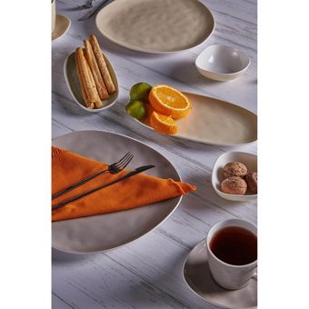 Jumbo Nova Yuvarlak 28 Parça 6 Kişilik Bone China Kahvaltı Takımı Beyaz-Sarı