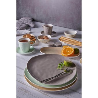 Jumbo Nova Yuvarlak 28 Parça 6 Kişilik Bone China Kahvaltı Takımı Beyaz-Sarı