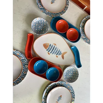 Keramika Koi Oval-Yuvarlak Desenli 19 Parça 4 Kişilik Seramik Kahvaltı Takımı Çok Renkli