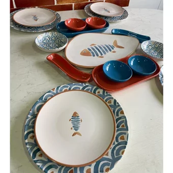 Keramika Koi Oval-Yuvarlak Desenli 19 Parça 4 Kişilik Seramik Kahvaltı Takımı Çok Renkli