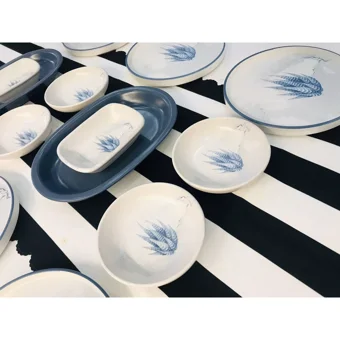 Keramika Blue Magic Yuvarlak Desenli 14 Parça 6 Kişilik Seramik Kahvaltı Takımı Beyaz-Mavi