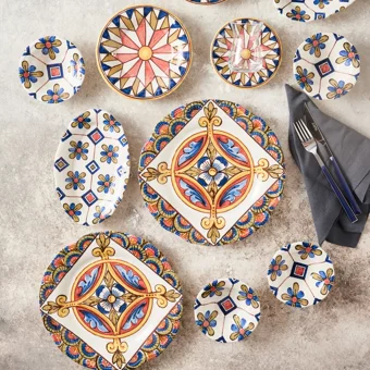 Karaca Joyce Oval-Yuvarlak Desenli 26 Parça 6 Kişilik Stoneware Kahvaltı Takımı Çok Renkli