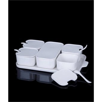 Acar Pure White Sct-010875/6 Dikdörtgen 15 Parça Porselen Kahvaltı Takımı Beyaz
