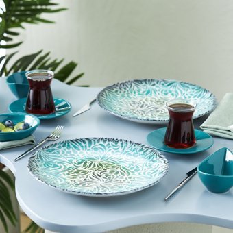 Karaca Patina Yuvarlak Desenli 26 Parça 6 Kişilik Porselen Kahvaltı Takımı Çok Renkli