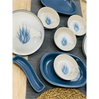 Pembiş Mutfağım Blue Magic Desenli 16 Parça 6 Kişilik Porselen Kahvaltı Takımı Beyaz-Mavi