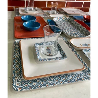 Keramika Koi Kare Desenli 27 Parça 4 Kişilik Seramik Kahvaltı Takımı Çok Renkli