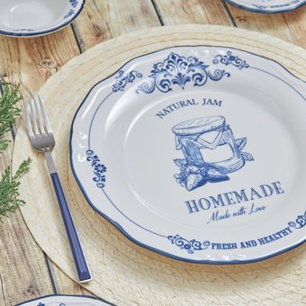 Karaca Antique Yuvarlak Desenli 26 Parça 6 Kişilik Stoneware Seramik Kahvaltı Takımı Mavi