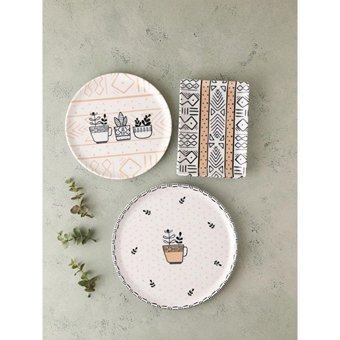 Viyalente Zamia Desenli 6 Kişilik Porselen Kahvaltı Takımı Renkli