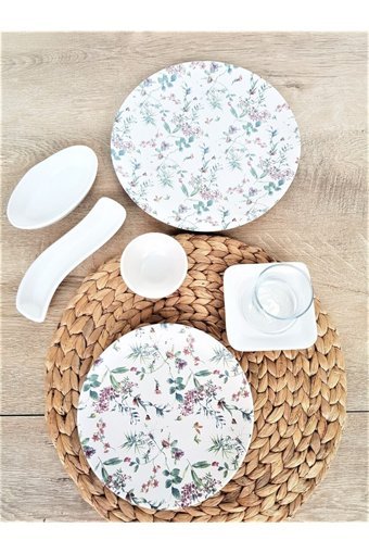 Keramika Flowers Yuvarlak Desenli 29 Parça 6 Kişilik Seramik Kahvaltı Takımı Çok Renkli