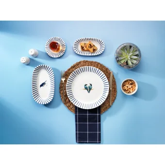 Schafer Charlotte Desenli 32 Parça 6 Kişilik Porselen Kahvaltı Takımı Mavi