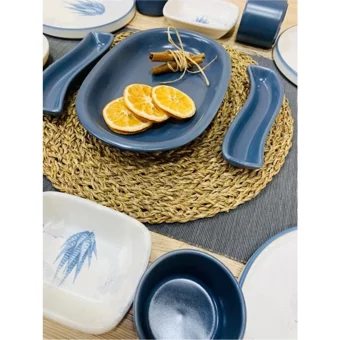 Pembiş Mutfağım Blue Magic Desenli 15 Parça 4 Kişilik Stoneware Kahvaltı Takımı Beyaz-Mavi