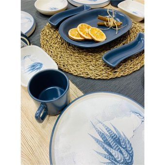 Pembiş Mutfağım Blue Magic Desenli 15 Parça 4 Kişilik Stoneware Kahvaltı Takımı Beyaz-Mavi