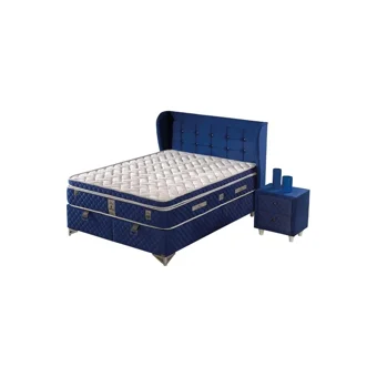 Mobilya Dükkanım Blue 100x200 cm Başlıklı Yataklı Sandıklı Tek Kişilik Baza Seti Lacivert