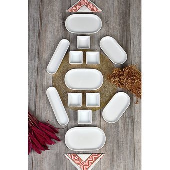 Evimiz Sepette Alfa Oval 13 Parça 4 Kişilik Seramik Kahvaltı Takımı Beyaz