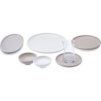 Karaca Cordelia Grey Oval-Yuvarlak 26 Parça 6 Kişilik Porselen Kahvaltı Takımı Gri