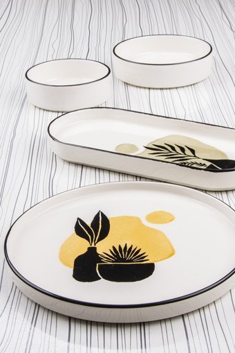 Mukko Home Vintage Desenli 14 Parça 6 Kişilik Seramik Kahvaltı Takımı Çok Renkli