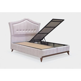 Zelis Mobilya Prestij Sade 160 x 200 cm Yataklı Başlıklı Çift Kişilik Sandıklı Baza Seti Beyaz
