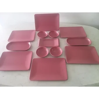 Keramika Mat Kare 13 Parça 6 Kişilik Seramik Kahvaltı Takımı Gül Kurusu