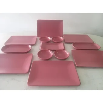 Keramika Mat Kare 13 Parça 6 Kişilik Seramik Kahvaltı Takımı Gül Kurusu