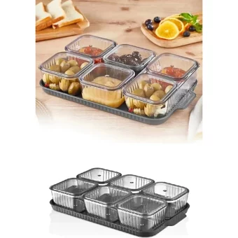 Fatmazel Kare 13 Parça Plastik Kahvaltı Takımı Şeffaf
