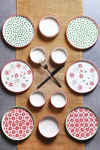 Kitchen Life Christmass Desenli 12 Parça 6 Kişilik Seramik Kahvaltı Takımı Çok Renkli