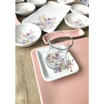 Gulhanıle Siera Bahar Yuvarlak Desenli 27 Parça 6 Kişilik Seramik Kahvaltı Takımı Turuncu
