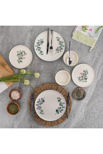 Schafer Pretty Desenli 12 Parça 4 Kişilik Seramik Kahvaltı Takımı Bej