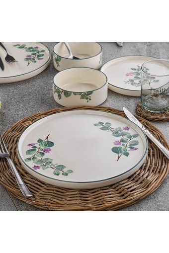 Schafer Pretty Desenli 12 Parça 4 Kişilik Seramik Kahvaltı Takımı Bej