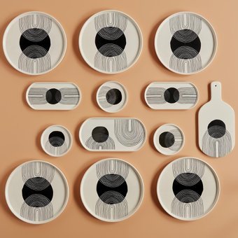 Bella Maison Graphic Line Desenli 13 Parça 6 Kişilik Seramik Kahvaltı Takımı Beyaz