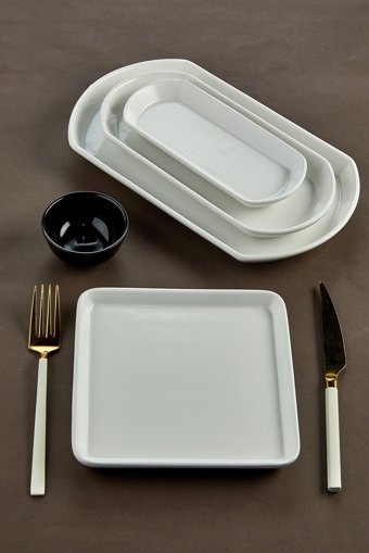 Erbaşlar Beyaz Kare 19 Parça 8 Kişilik Seramik Kahvaltı Takımı Beyaz
