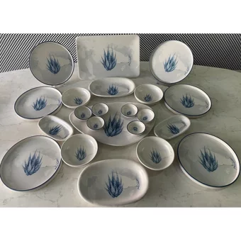 Keramika Blue Magic Yuvarlak Desenli 22 Parça 6 Kişilik Seramik Kahvaltı Takımı Beyaz-Mavi