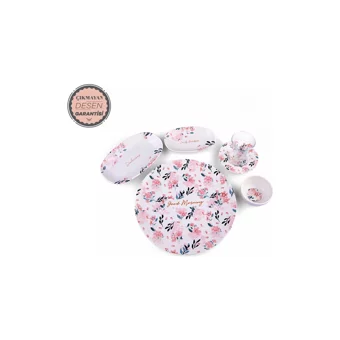 Karaca Lovely Pink Yuvarlak Desenli 26 Parça 6 Kişilik Porselen Kahvaltı Takımı Çok Renkli