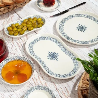 Bernardo Sante Yuvarlak Desenli 26 Parça 6 Kişilik Porselen Kahvaltı Takımı Beyaz