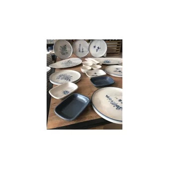 Keramika Blue Magic Oval-Yuvarlak Desenli 19 Parça 6 Kişilik Seramik Kahvaltı Takımı Beyaz-Mavi