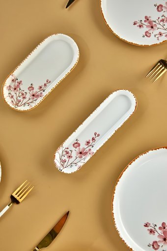 Alina Home Sakura Yuvarlak Desenli 11 Parça 6 Kişilik Seramik Kahvaltı Takımı Pembe