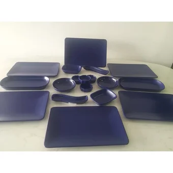 Keramika Mat Kare 18 Parça 6 Kişilik Seramik Kahvaltı Takımı Lacivert