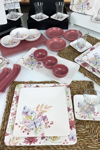 Keramika Siera Bahar Desenli 37 Parça 6 Kişilik Seramik Kahvaltı Takımı Çok Renkli