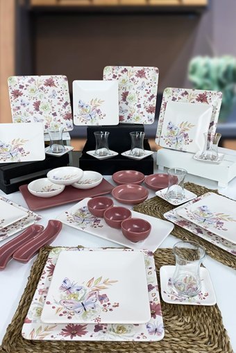 Keramika Siera Bahar Desenli 37 Parça 6 Kişilik Seramik Kahvaltı Takımı Çok Renkli