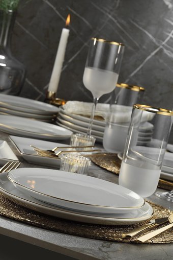 Porland Modern 18 Parça 18 Kişilik Porselen Kahvaltı Takımı Beyaz